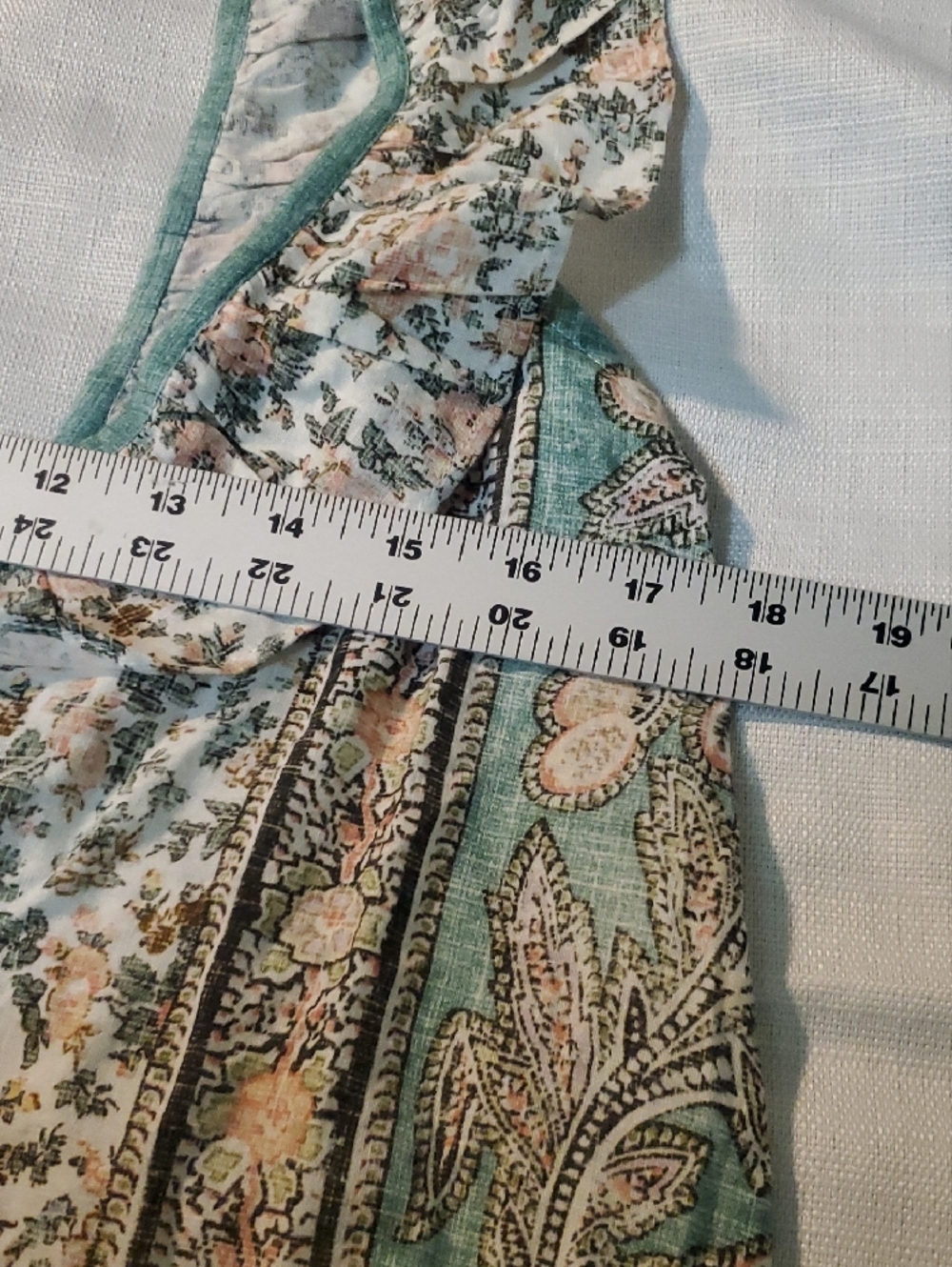 D'ASCOLI Cotton Midi Dress Large Ruffle-Trim Maxi Dress in Cream Green - Picture 12 of 13